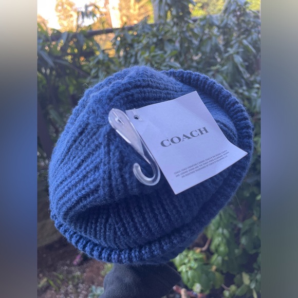 Coach True Blue Ribbed Beanie. - Picture 8 of 12